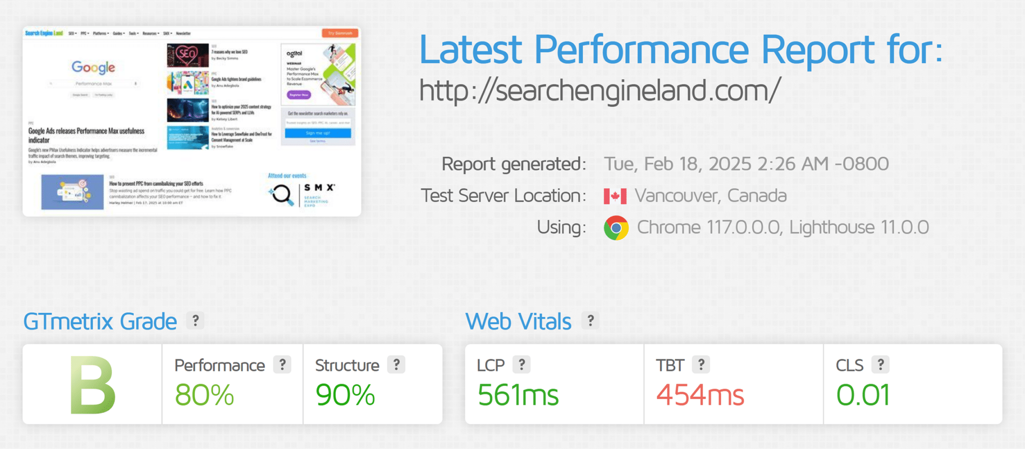 Gtmetrix Searchengineland Report