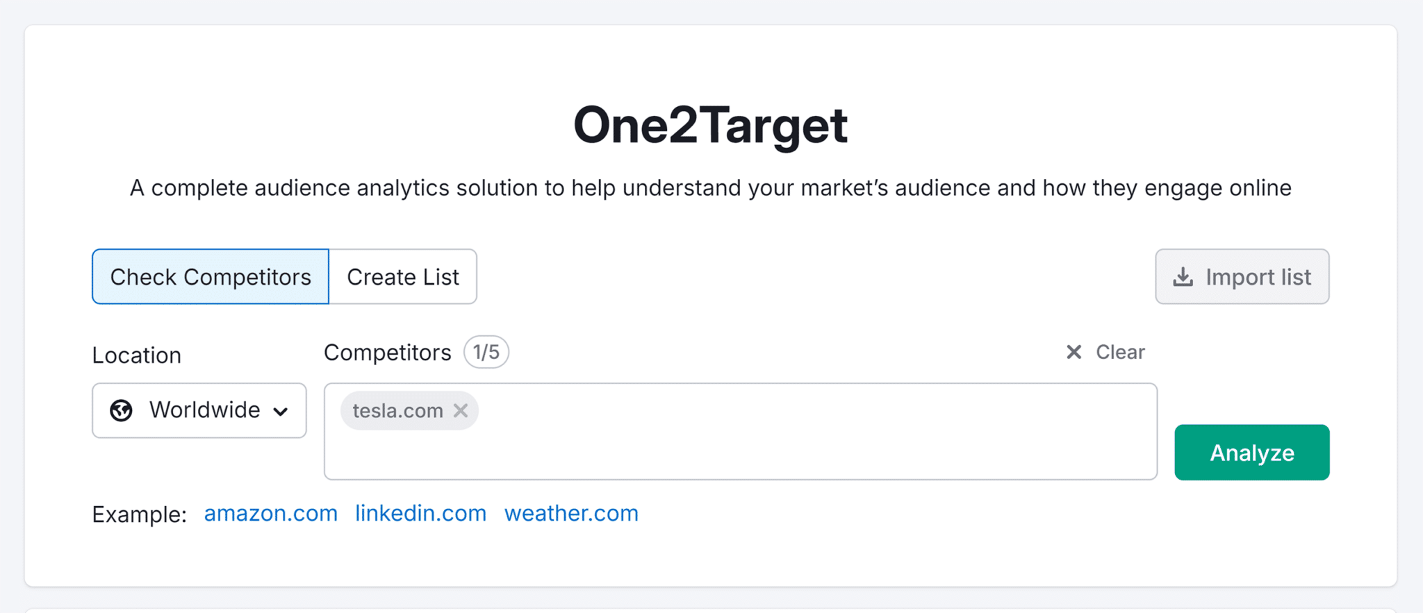 One2target Search Tesla