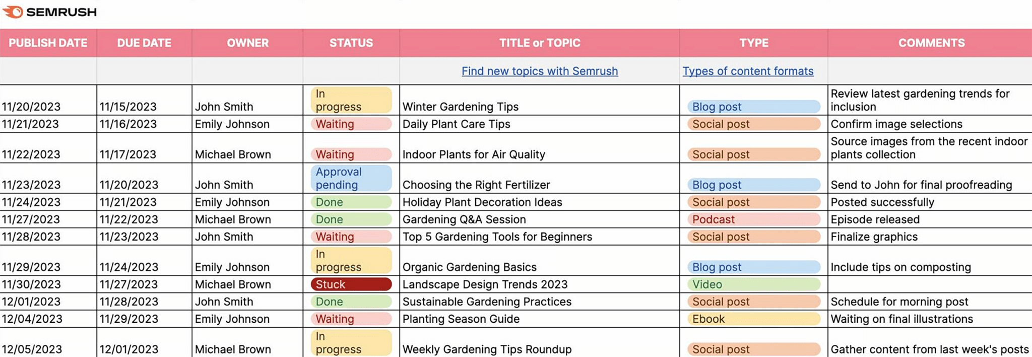Semrush Marketing Calendar 1