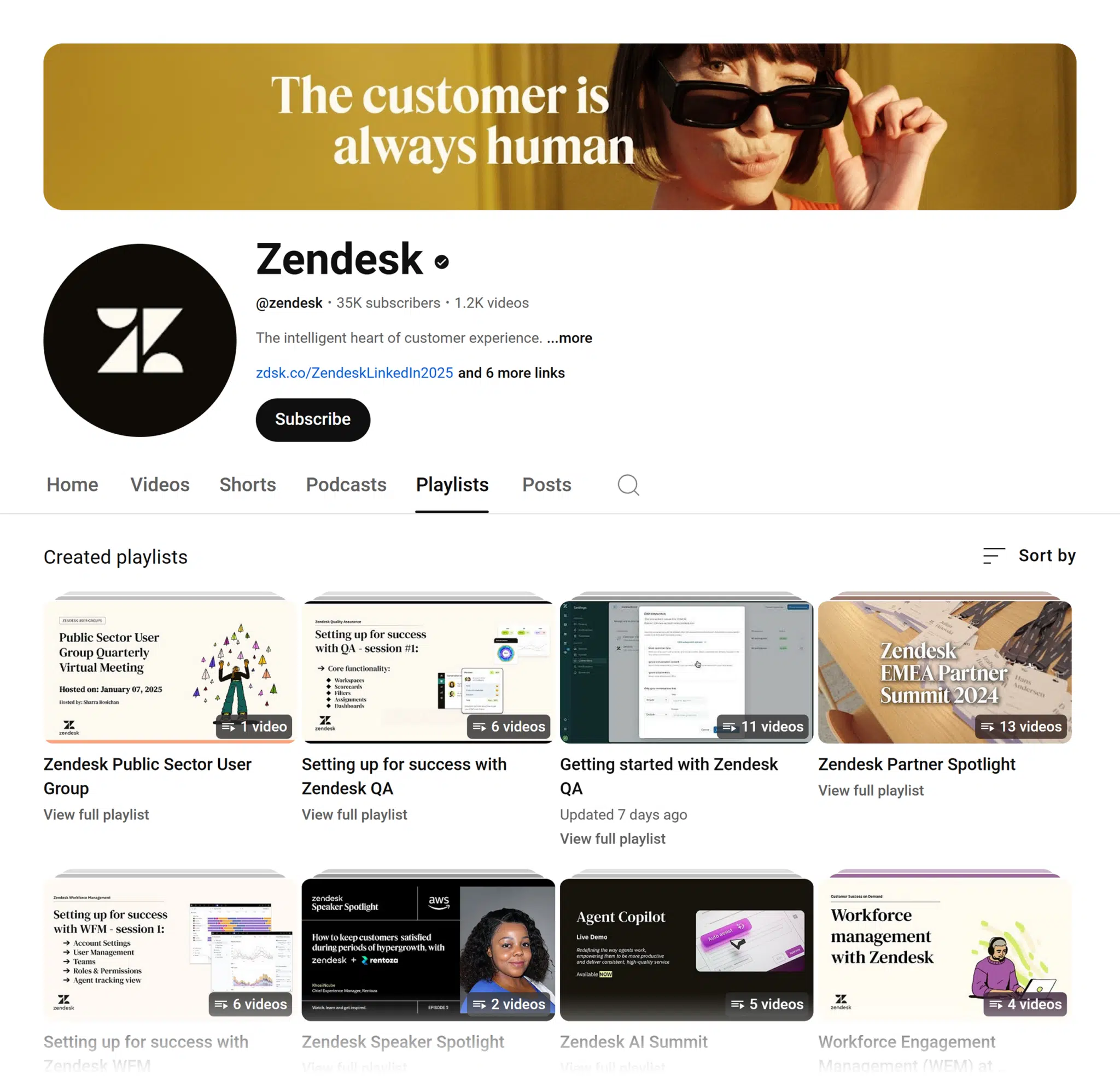 Youtube Zendesk Playlists