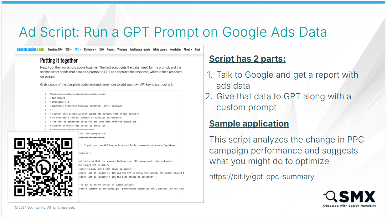 Ad script- Run a GPT prompt on Google Ads data