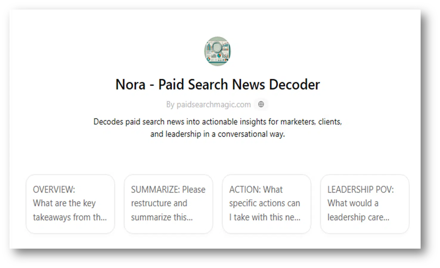 Custom GPT - Nora, the Paid Search Decoder