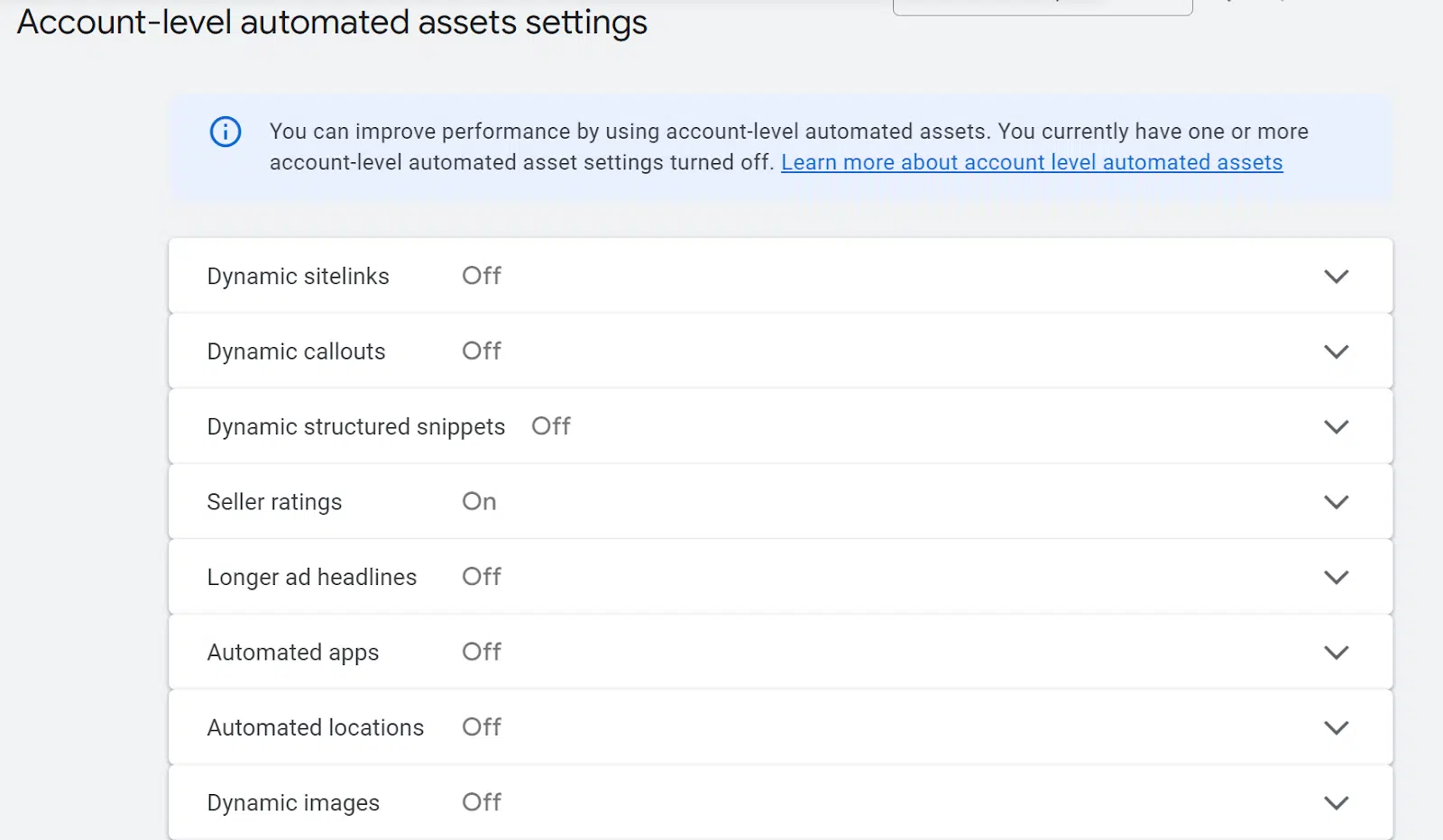 Google Ads - account-level automated assets