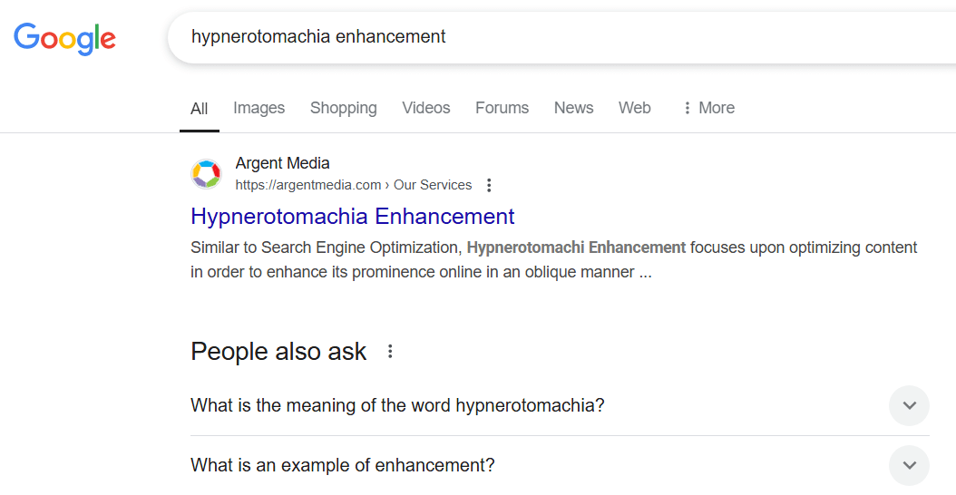 Google search - hypnerotomachia enhancement