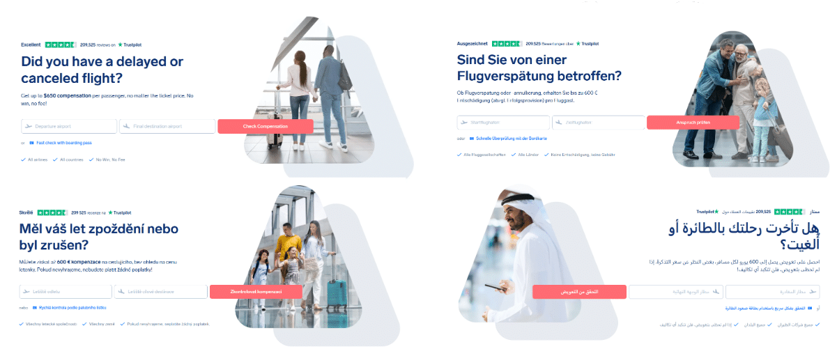 Images localized for German, Czech, and Arabic-speaking customers.