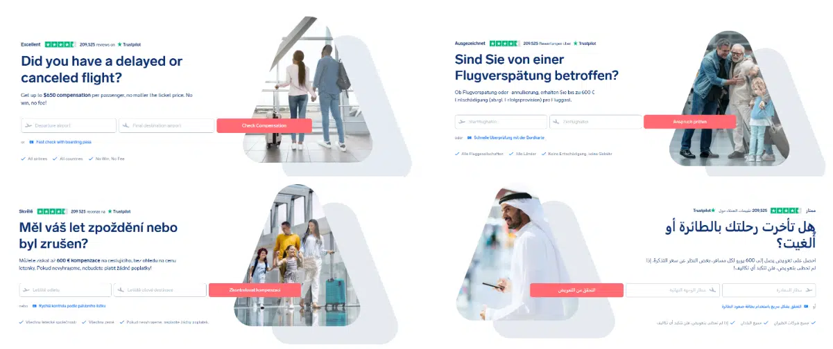 Images localized for German, Czech, and Arabic-speaking customers.