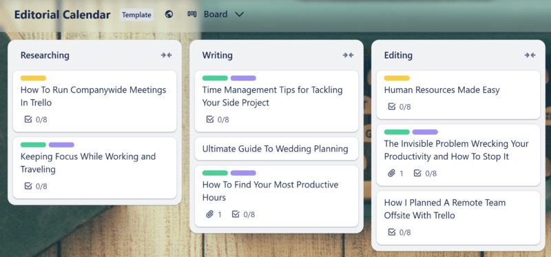 Trello Content Calendar