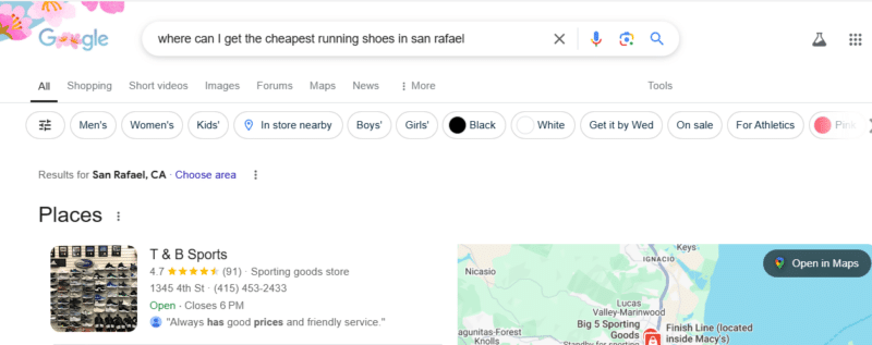 commercial intent in search for cheapest running shoes
