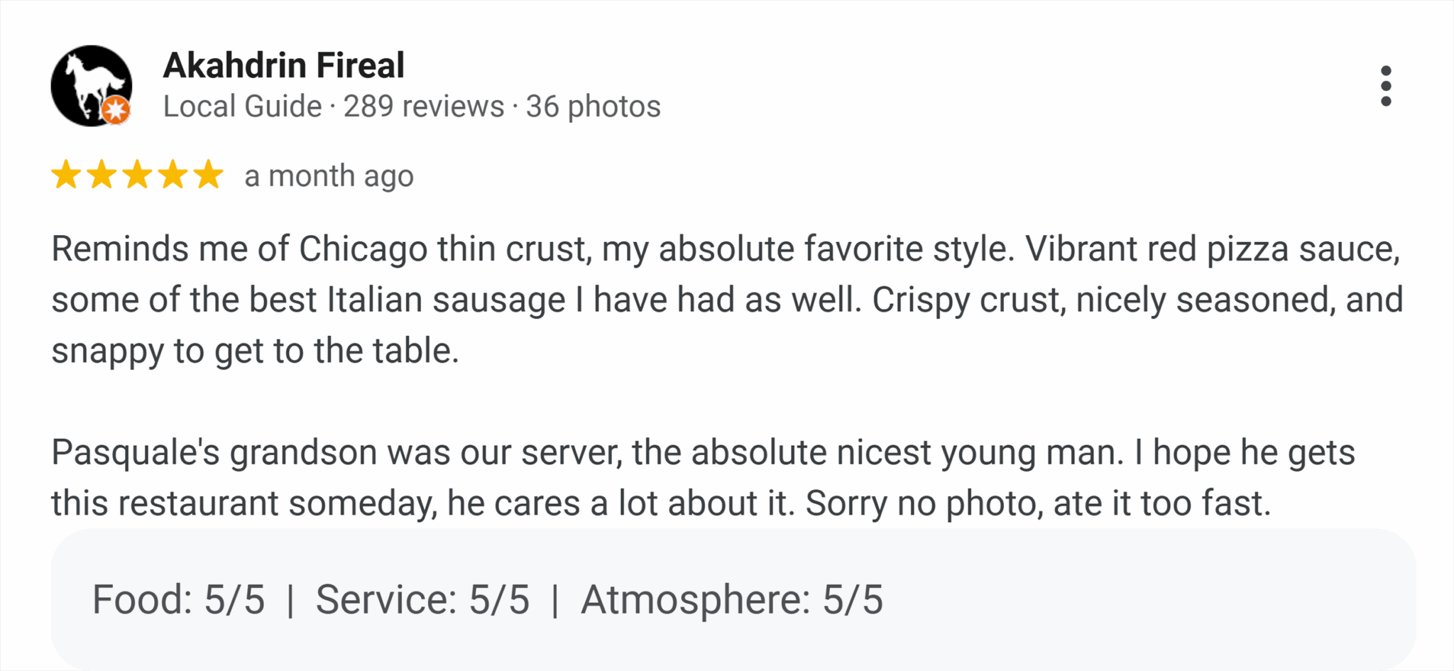 Google Review Pasqualle Pizzeria Scaled