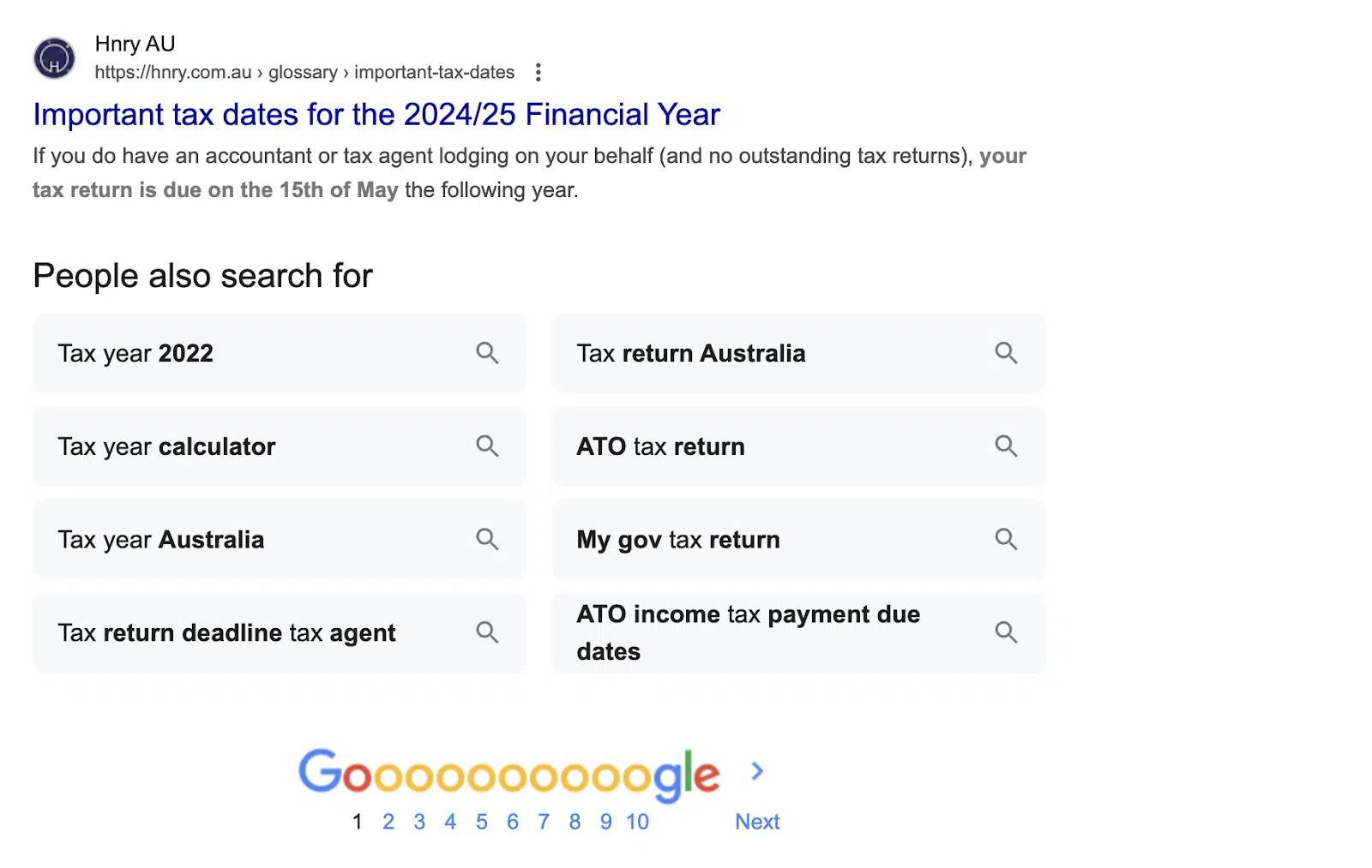 Google Search - tax year (P9 etc)