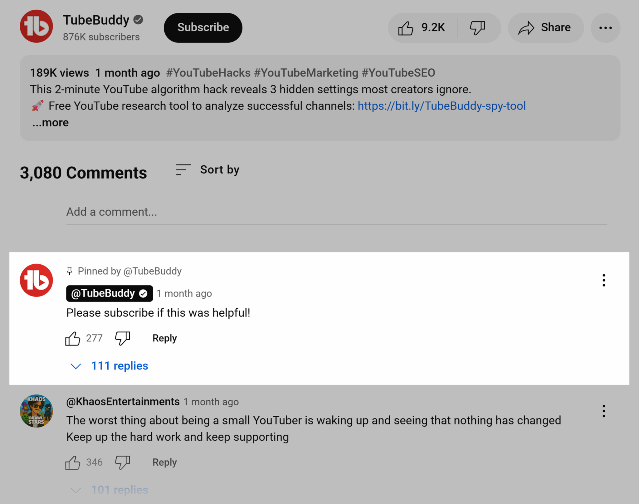 Youtube Tube Buddy Pinned Comment Scaled