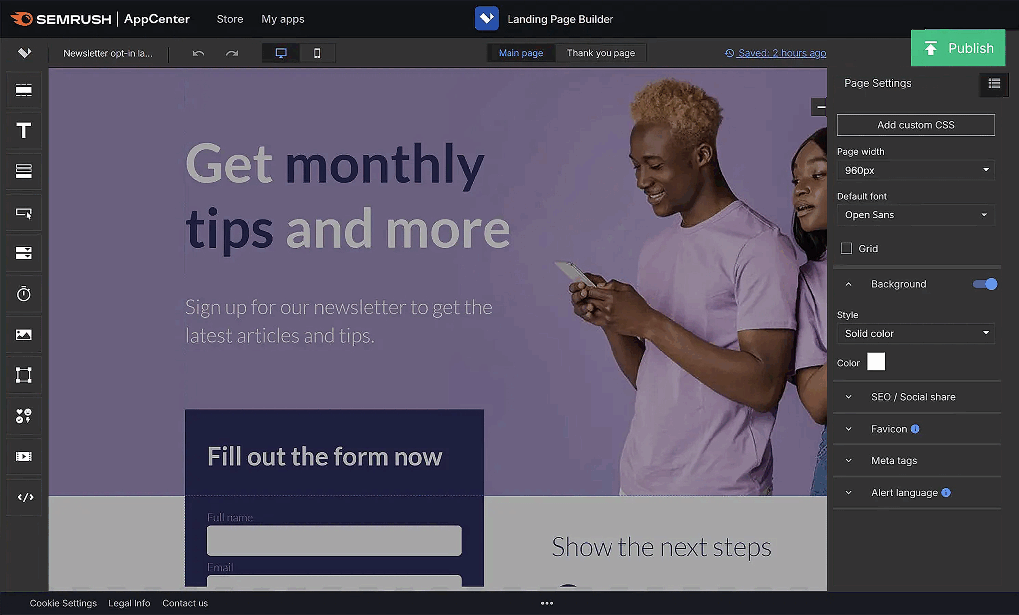 Semrush Build Landing Pages Menu Scaled
