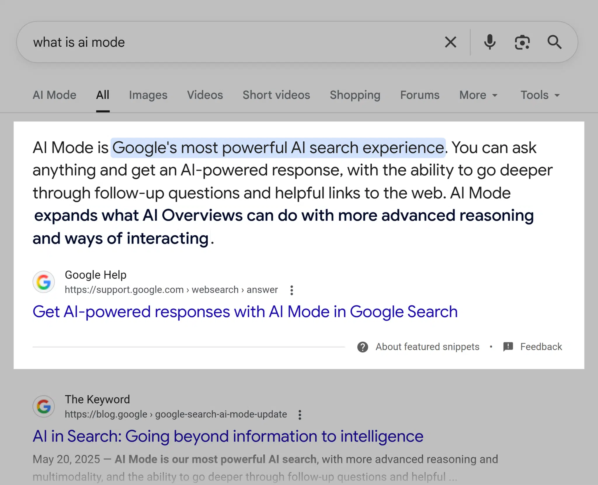 Google Serp What Is Ai Mode Featured Snippet Scaled
