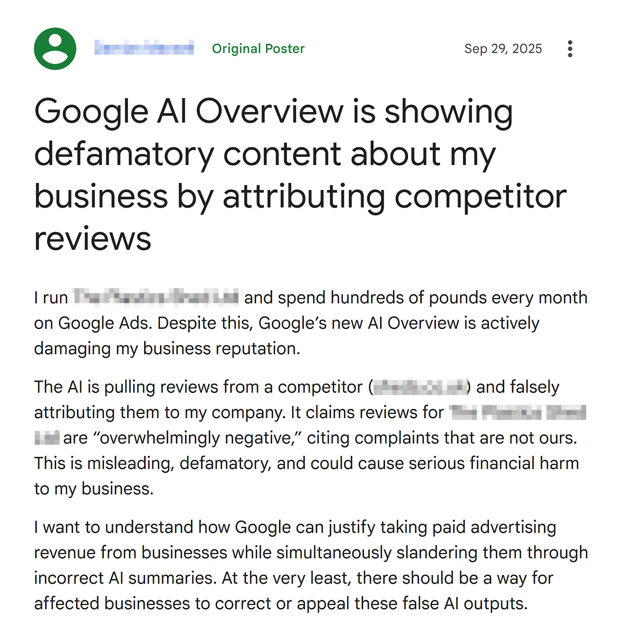 Support Google Ai Overview Is Showing Defamatory Content Scaled
