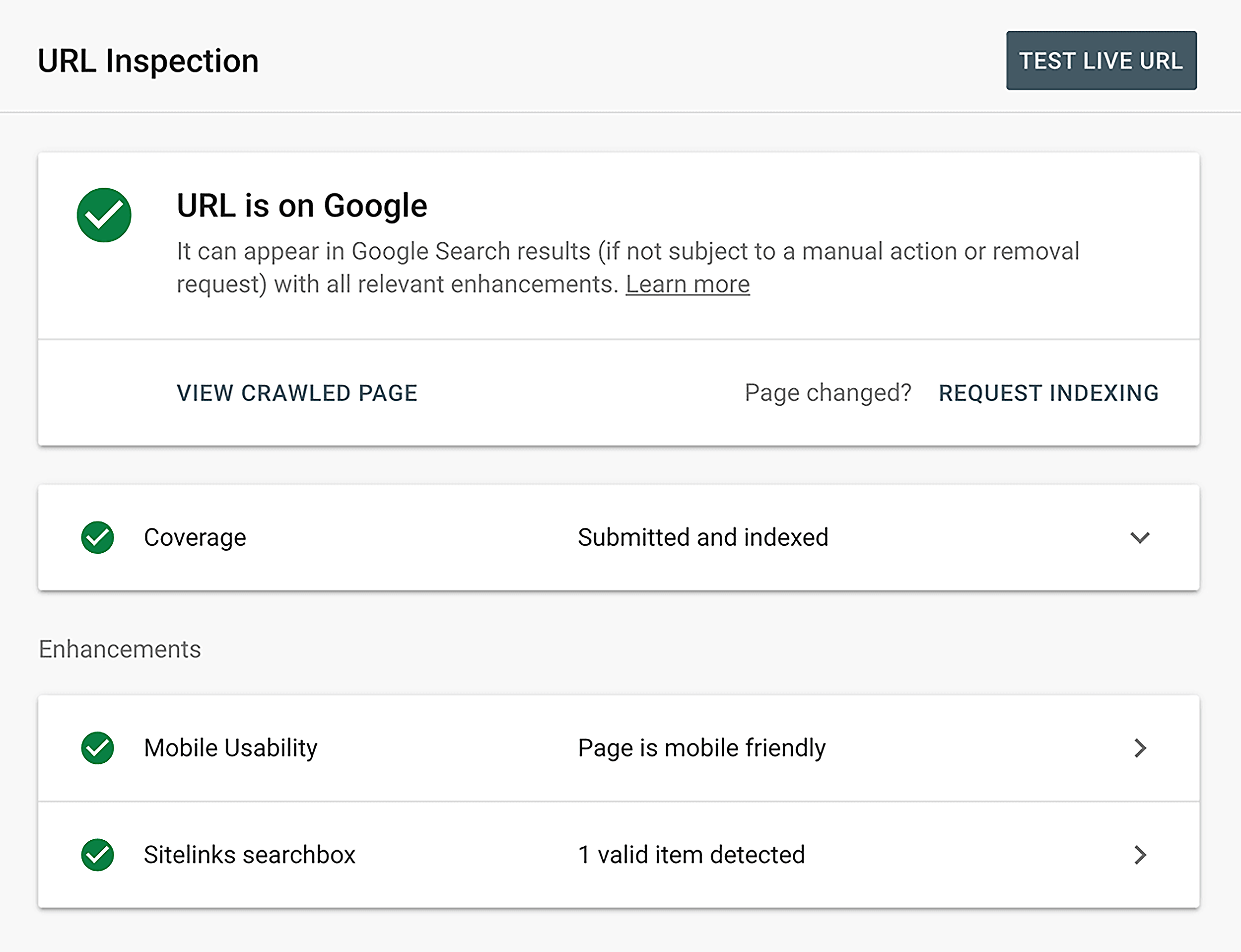 Gsc Url Inspection Report