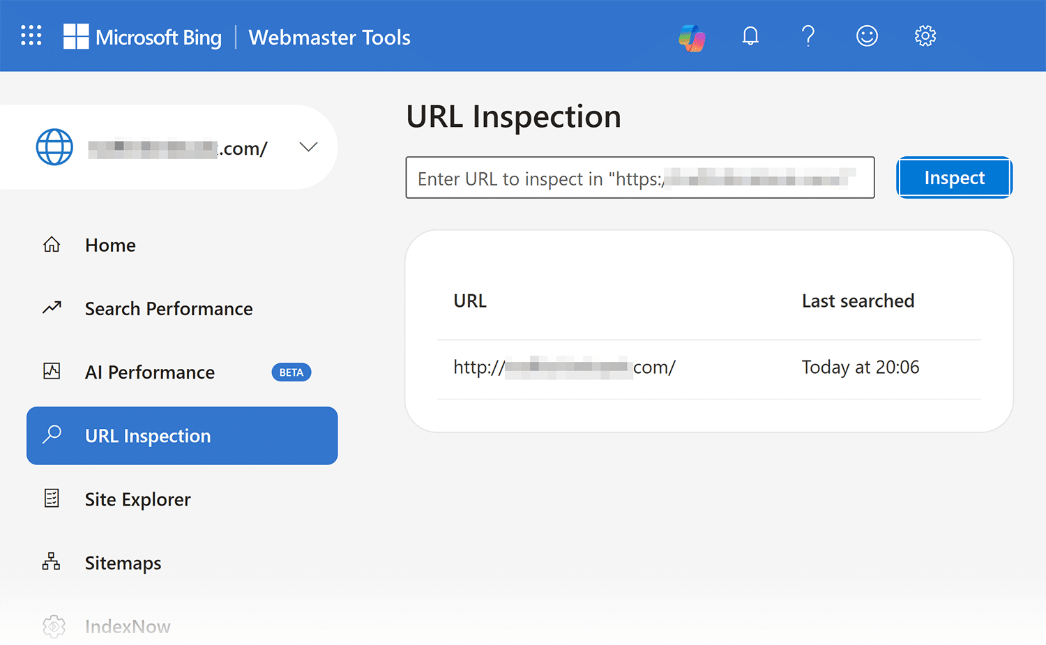 Bing Url Inspection