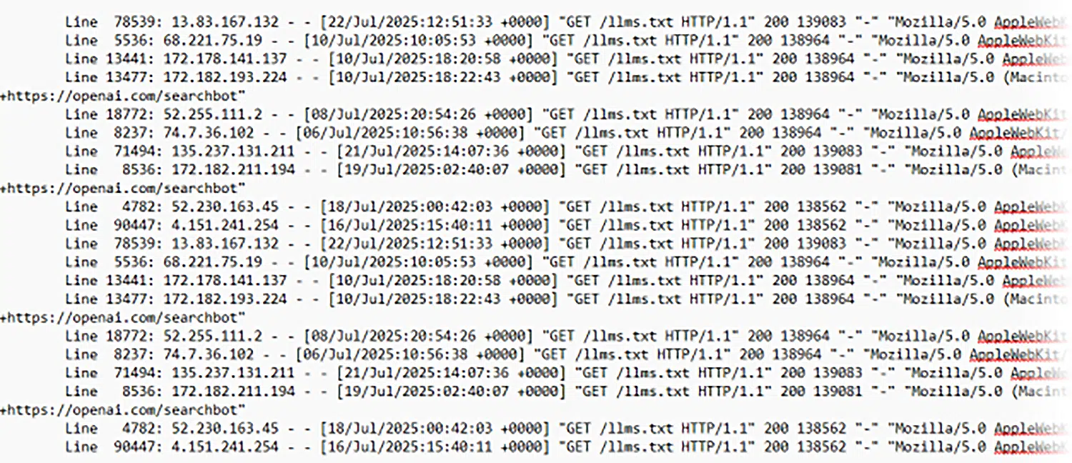 Crawl Logs Showing Llm On Llm Txt File