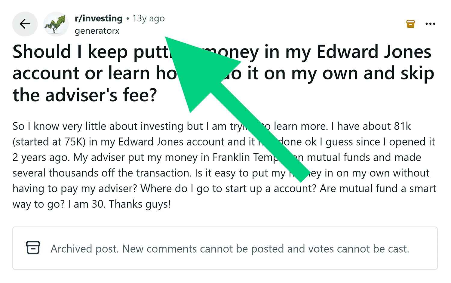 Reddit Investing Outdated Answer