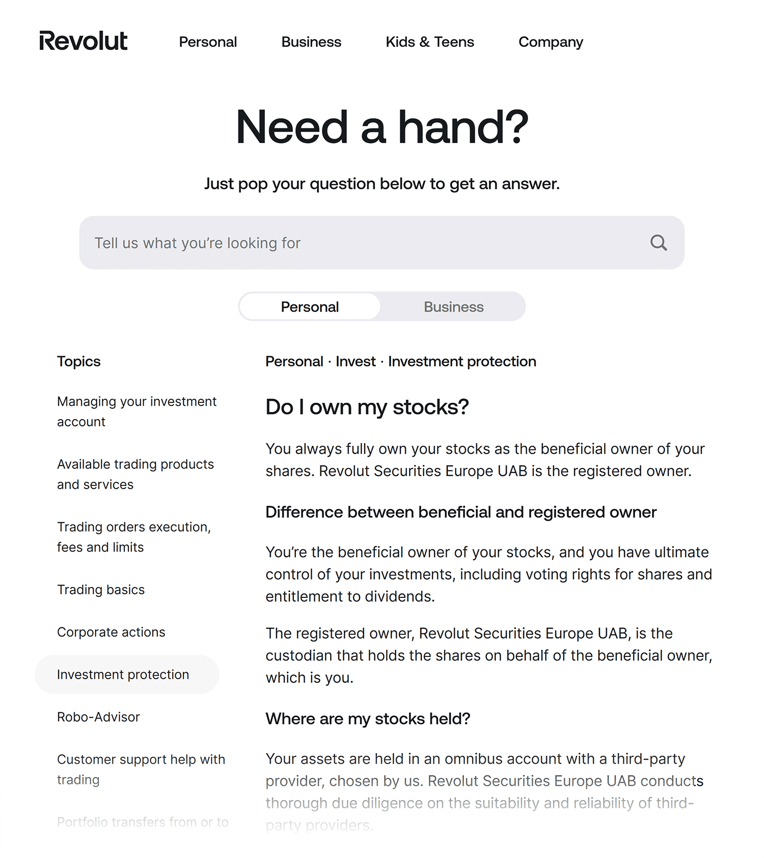 Revolut Help Article