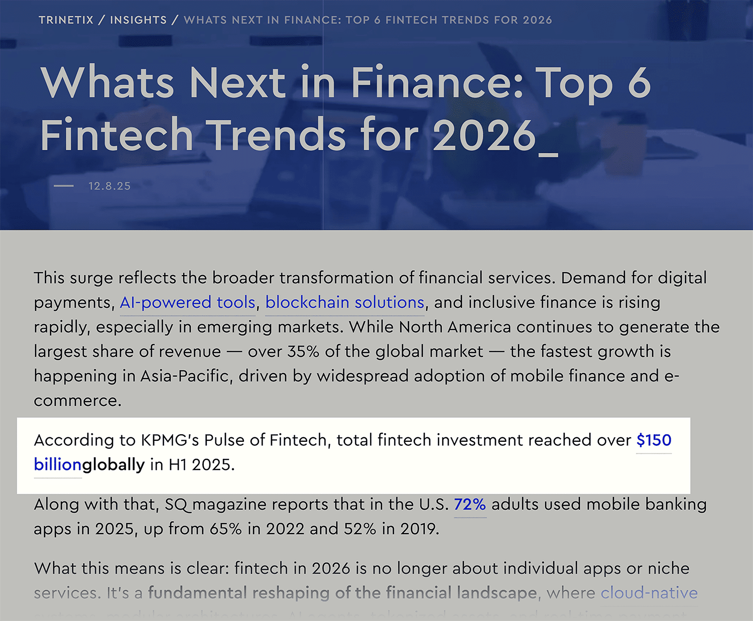 Trinetix Fintech Trends