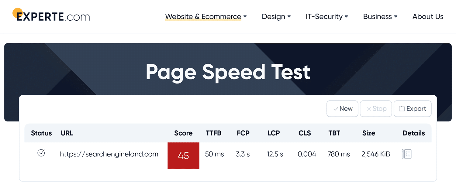 Experte Pagespeed