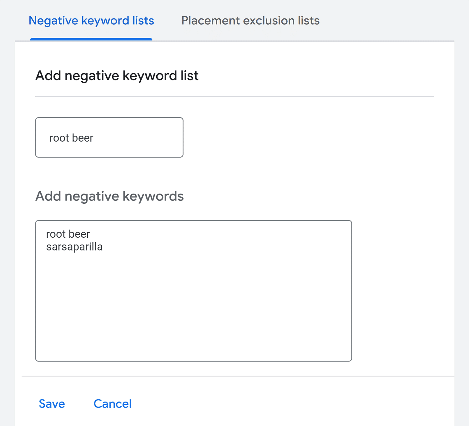 Google Ads Exclusion List Add Keywords