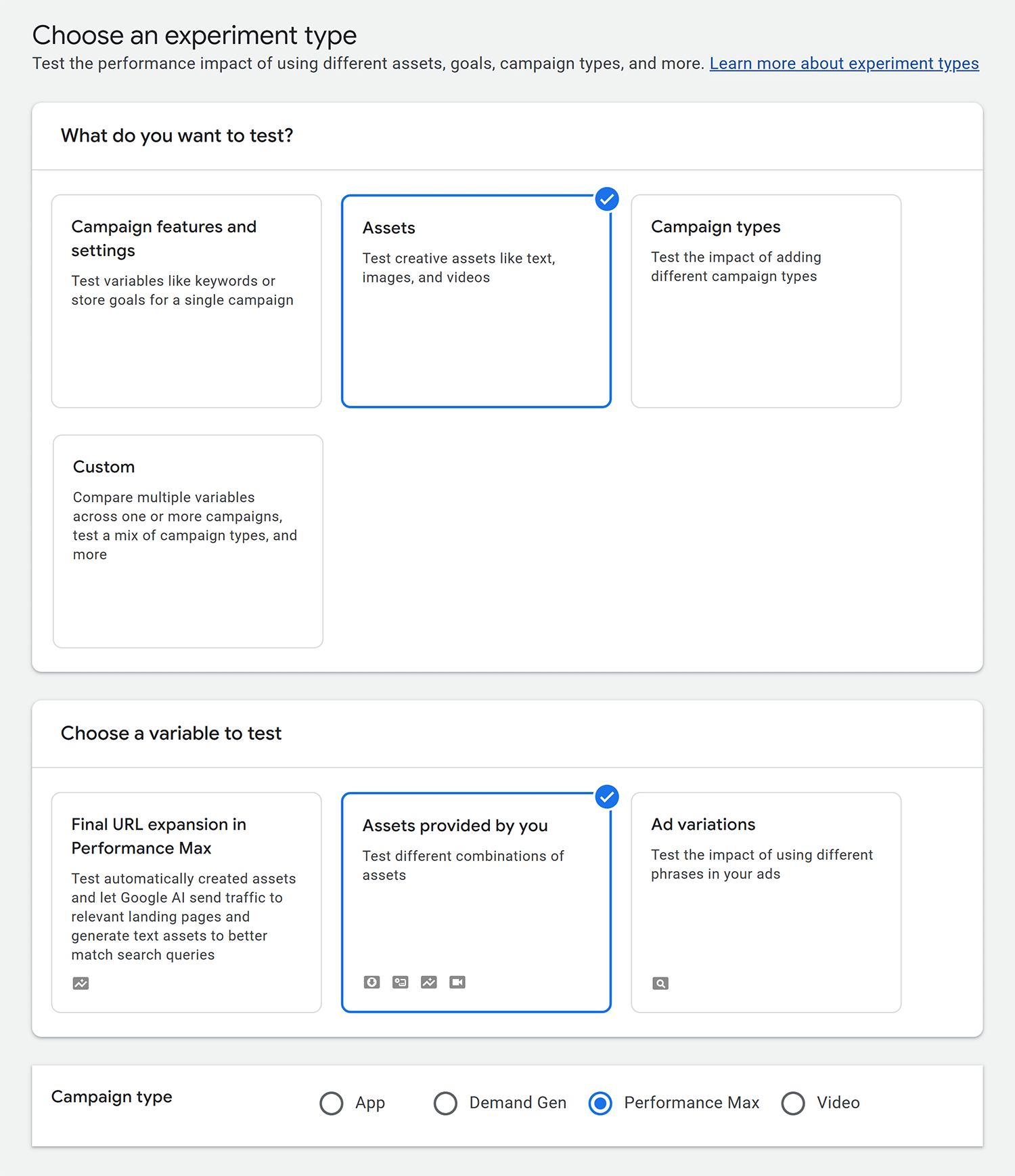 Google Ads Experiment 1