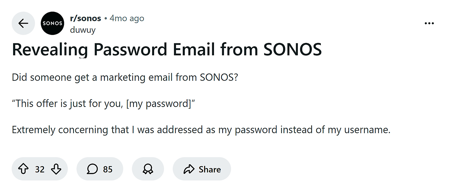 Reddit R Sonos Revealing Password