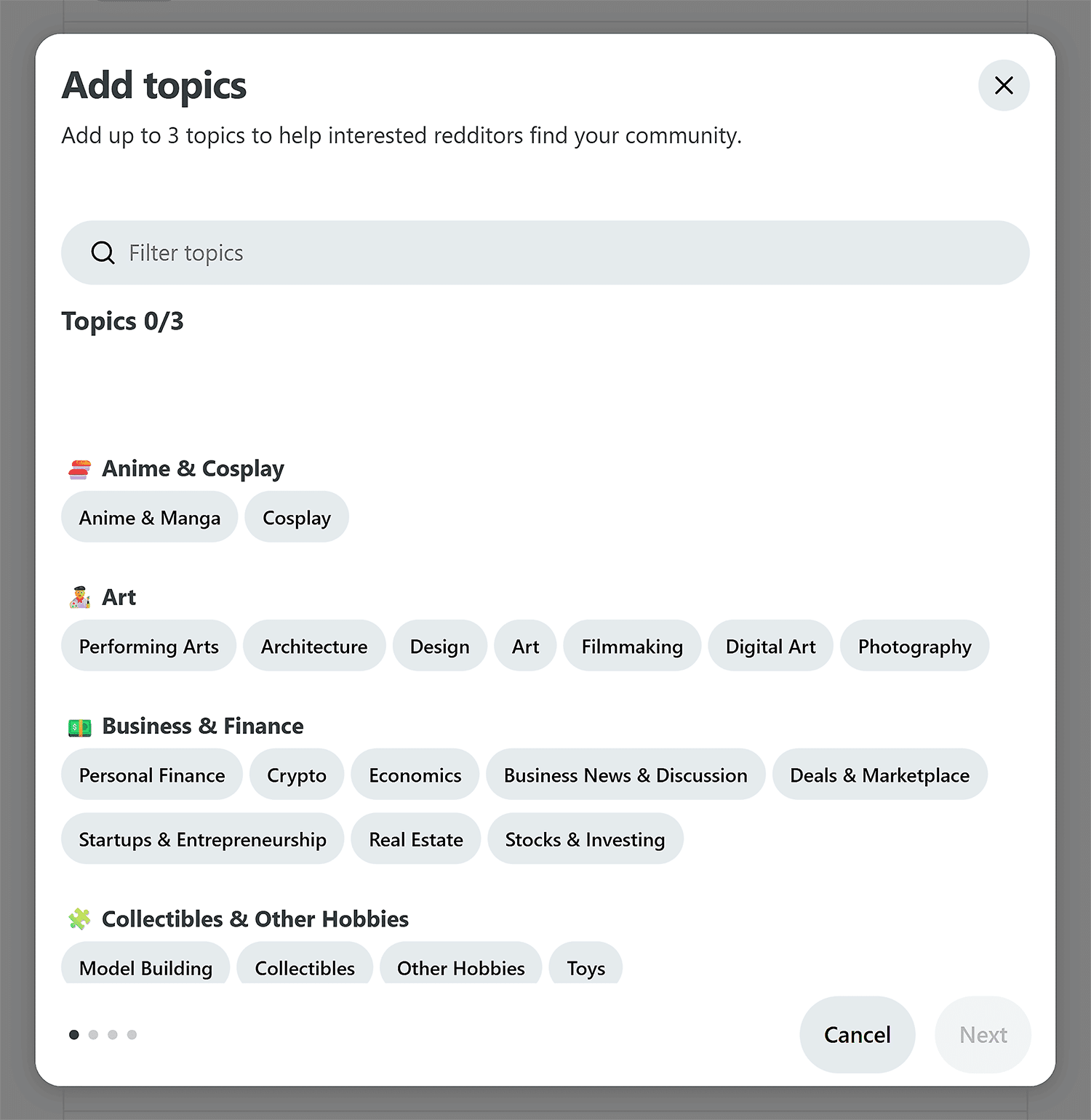 Reddit Start A Community Add Topics