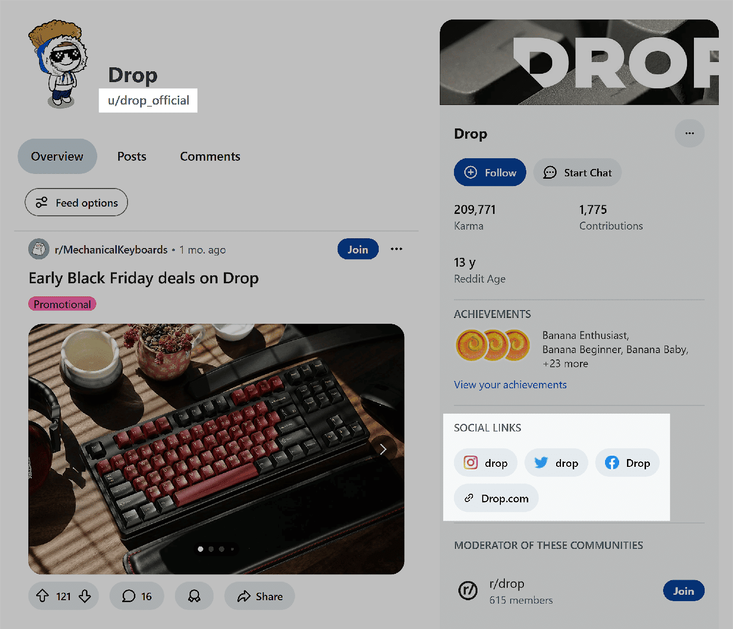 Reddit U Drop Official Social Links