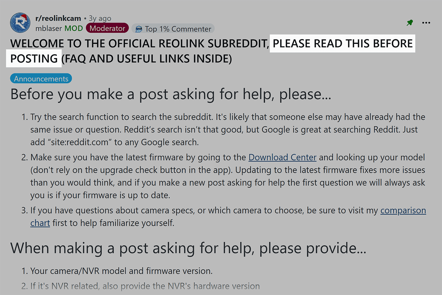 Reddit Welcome Post
