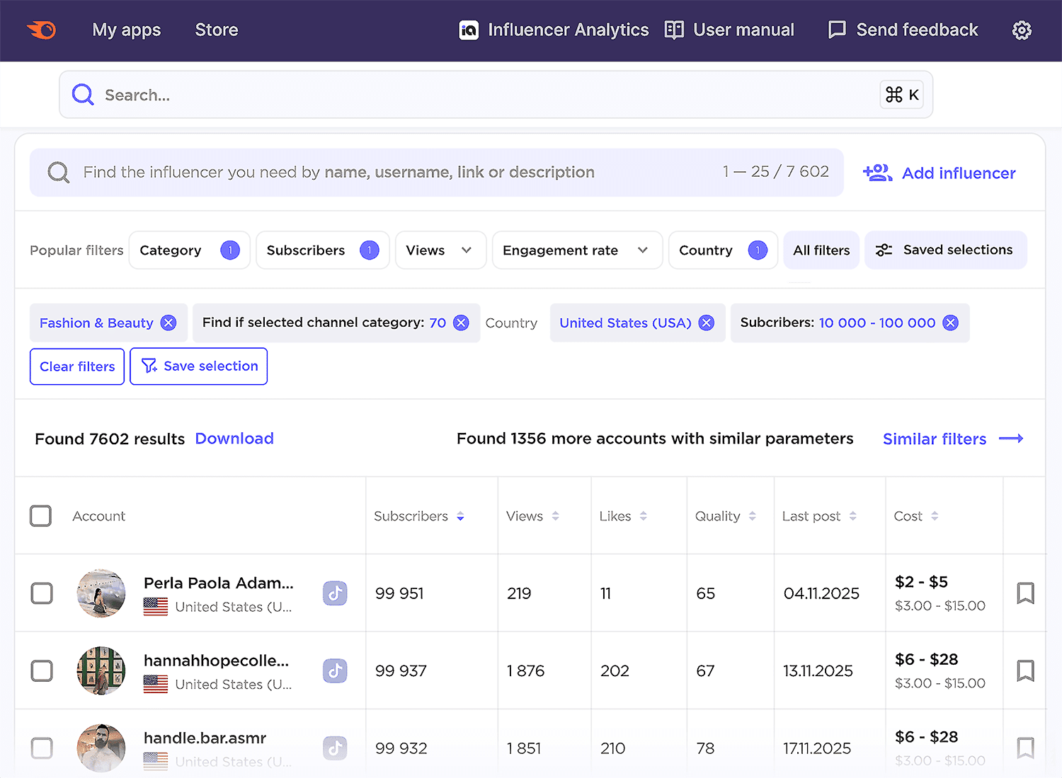 Semrush Influencer Analytics App 1