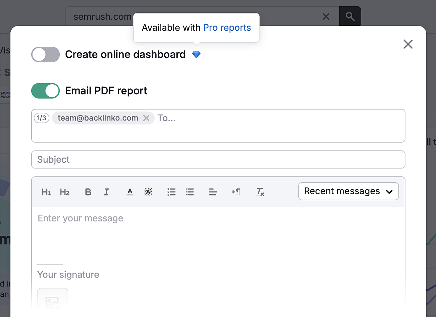 Semrush Report