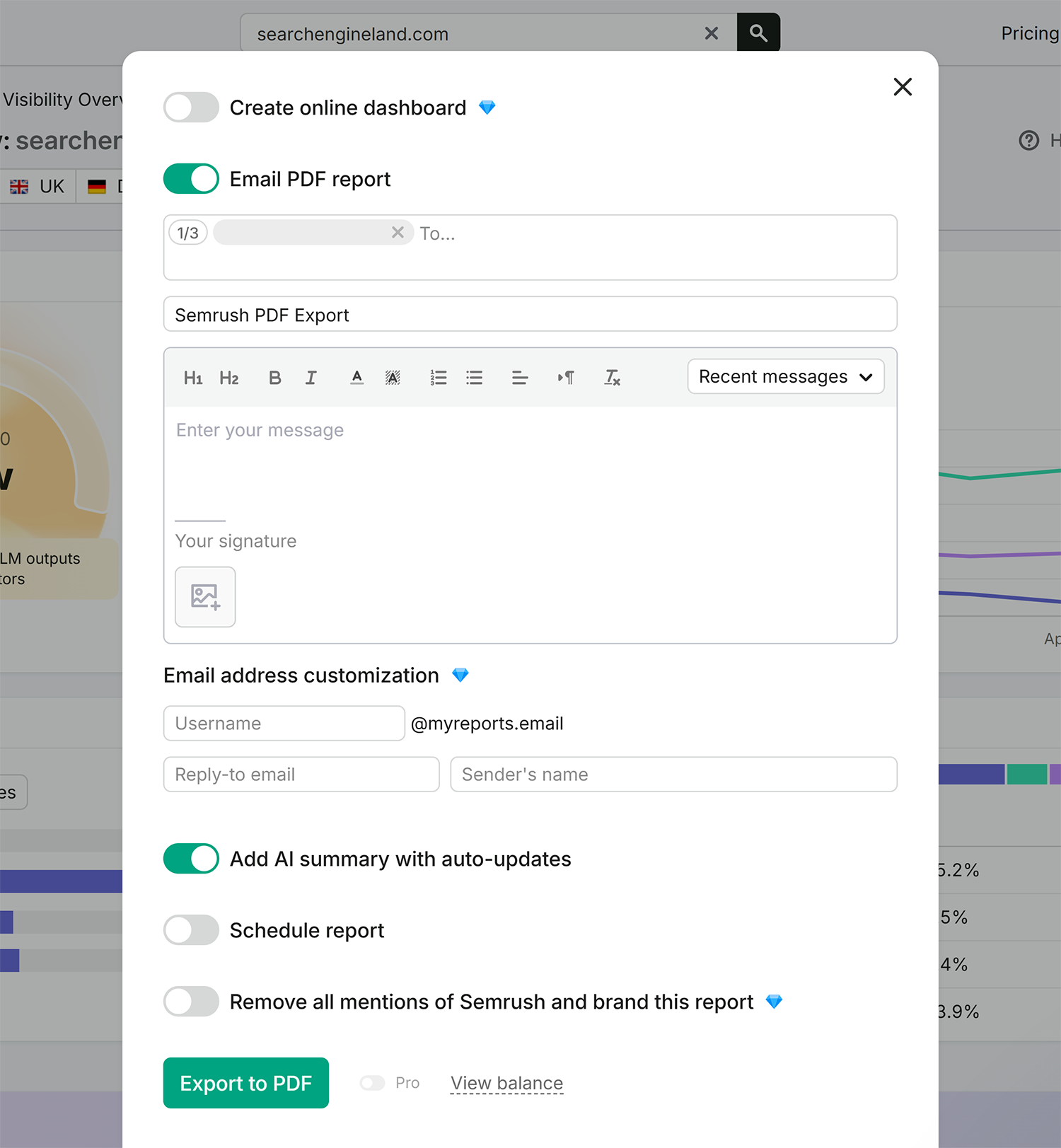 Visibility Overview Create Report
