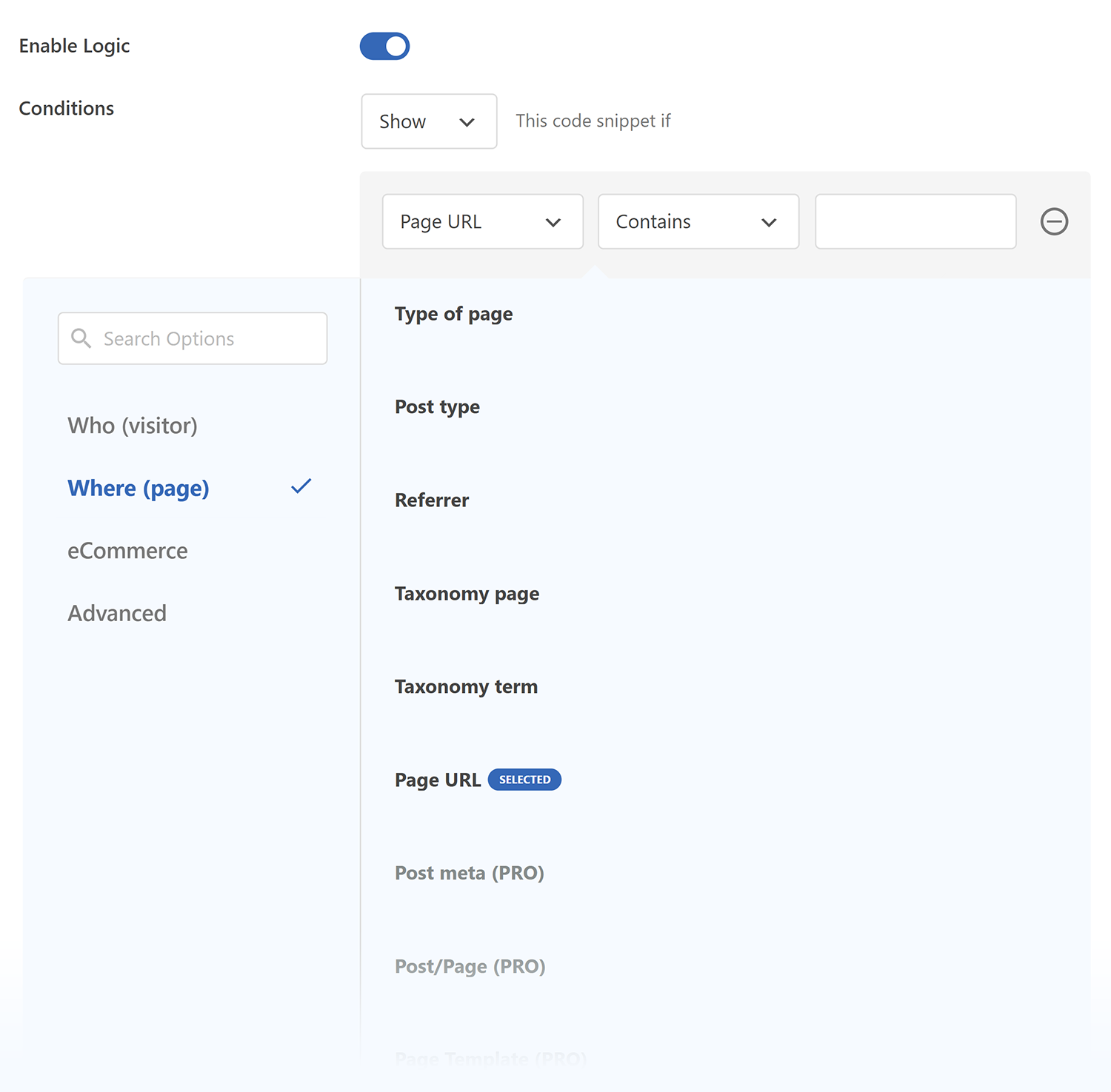 Wpcode Plugin Snippet Smart Logic Page Url
