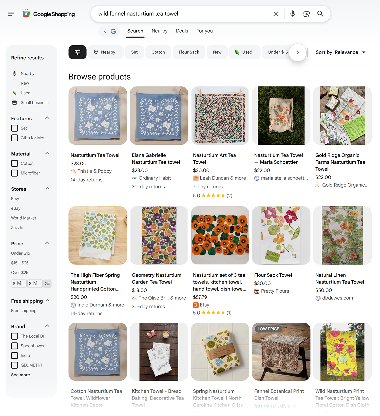Google Shopping Wild Fennel Tea Towel
