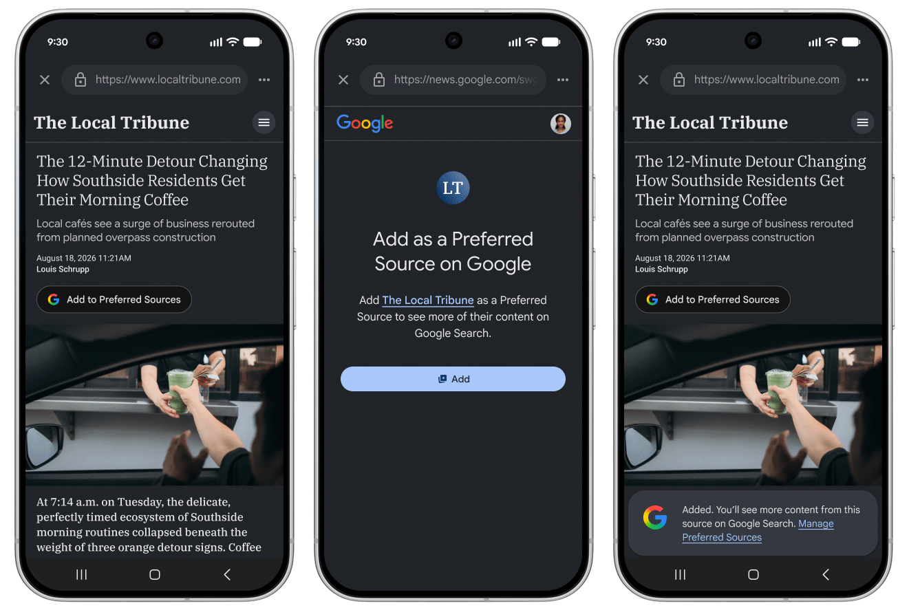 Google Streamlines the 'Preferred Source' Button for a Smoother User Experience