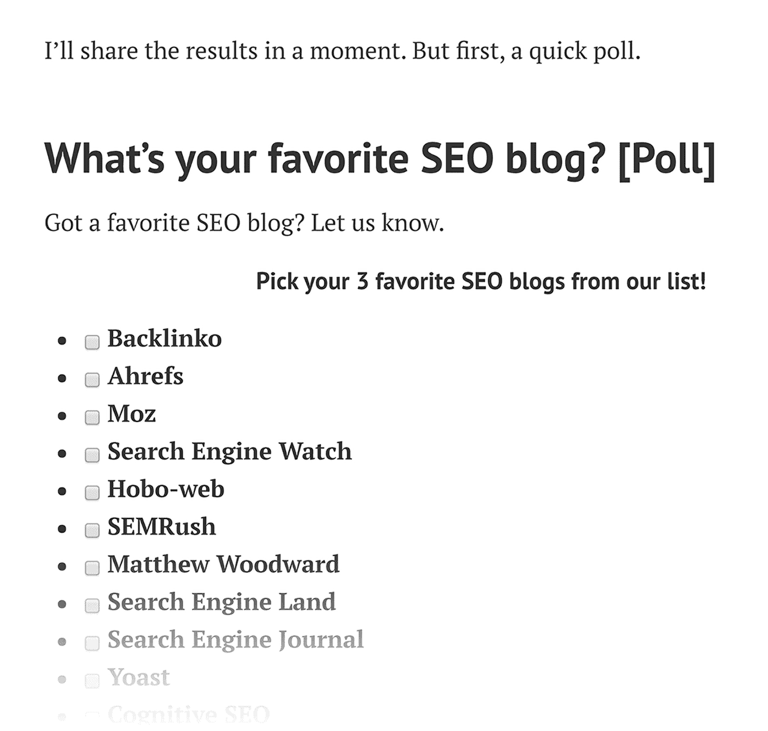 Ahrefs – Poll on favourite SEO blogs post Ahrefs Poll On Favourite Seo Blogs Post 1
