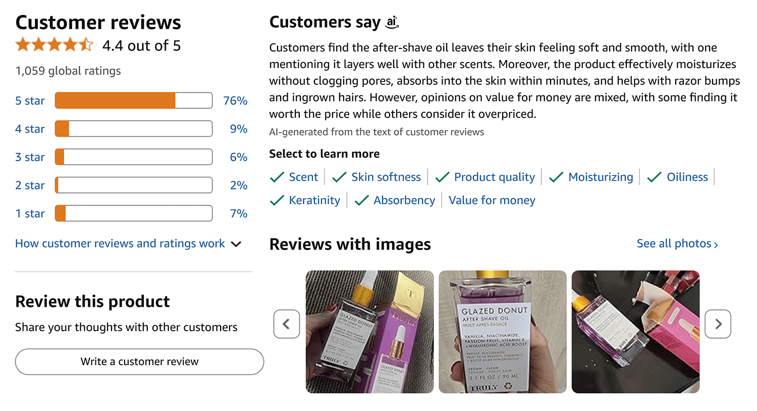Amazon – Truly product – Customer reviews Amazon Truly Product Customer Reviews