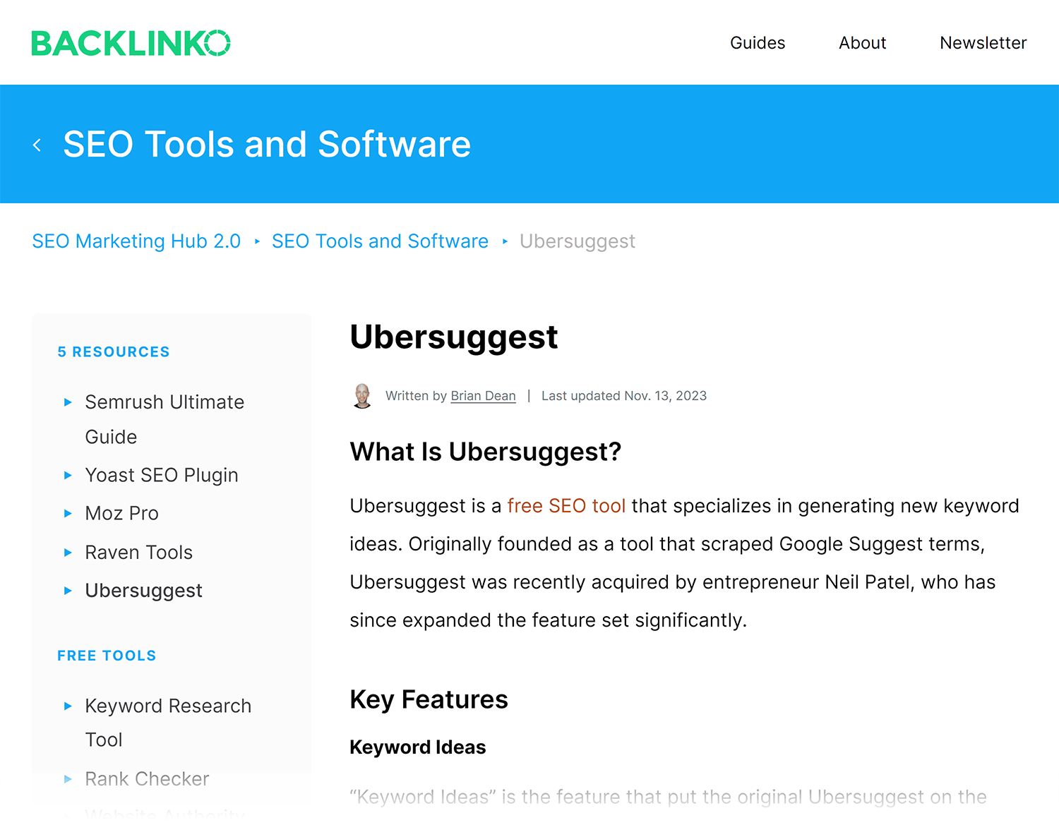 Backlinko Ubersuggest