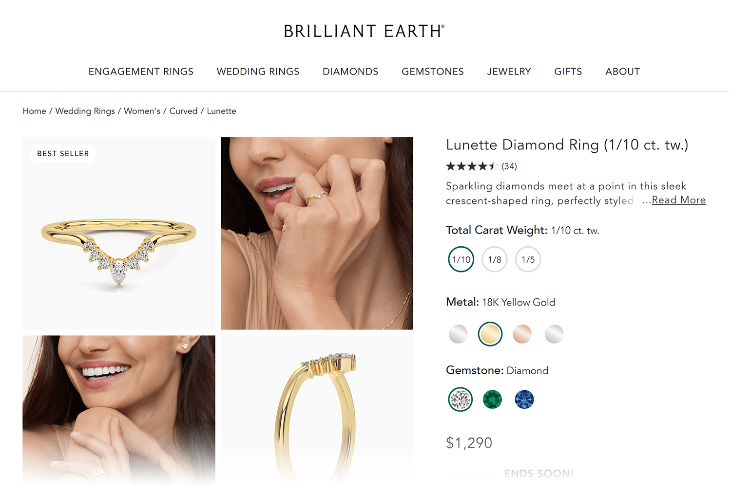 Brilliantearth Lunette Diamond Ring