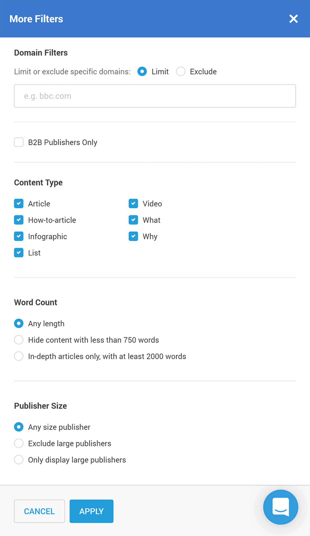 BuzzSumo – Filter options Buzzsummo Filter Options 1 Scaled