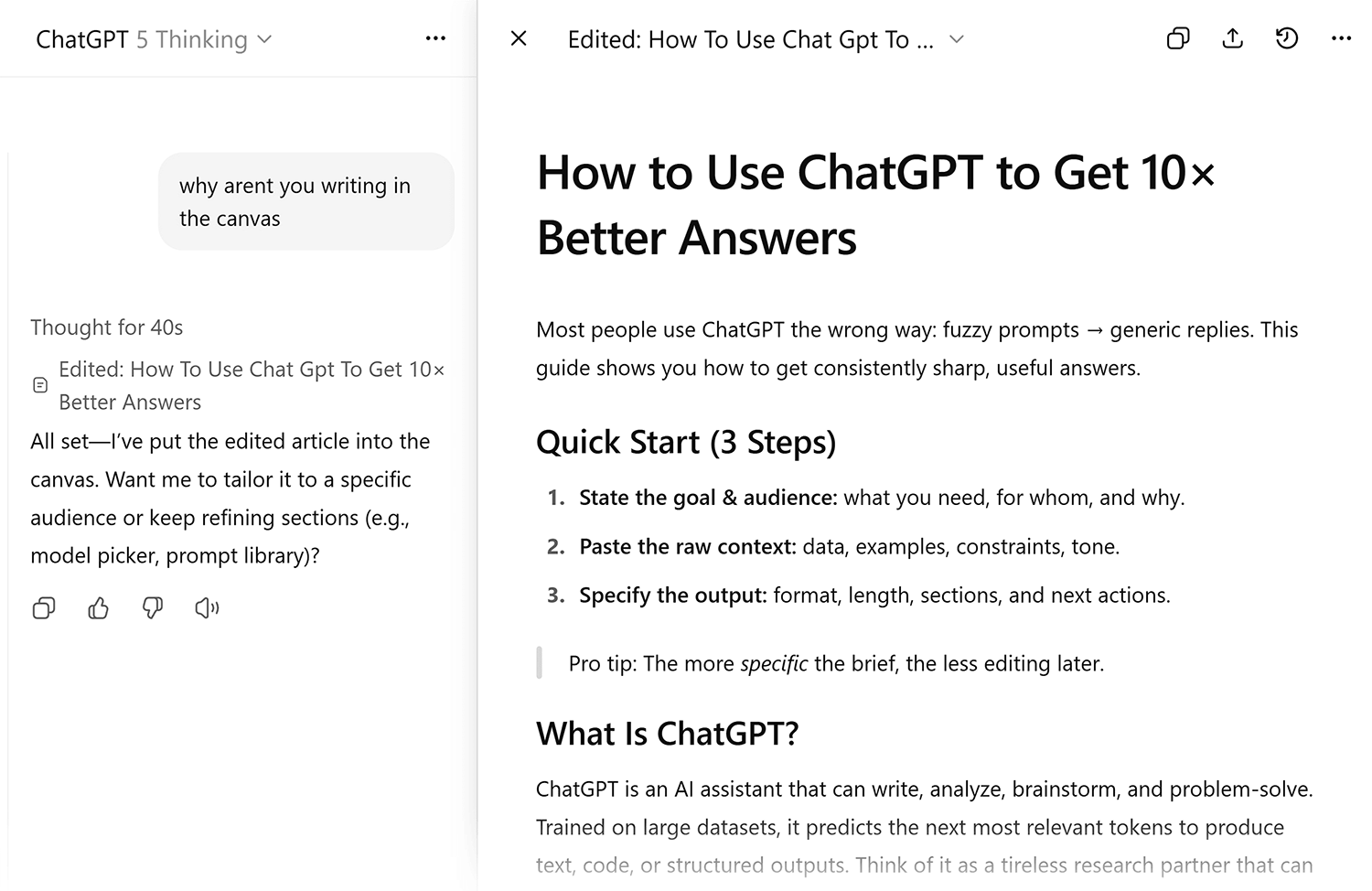 Chatgpt Answers In Canvas