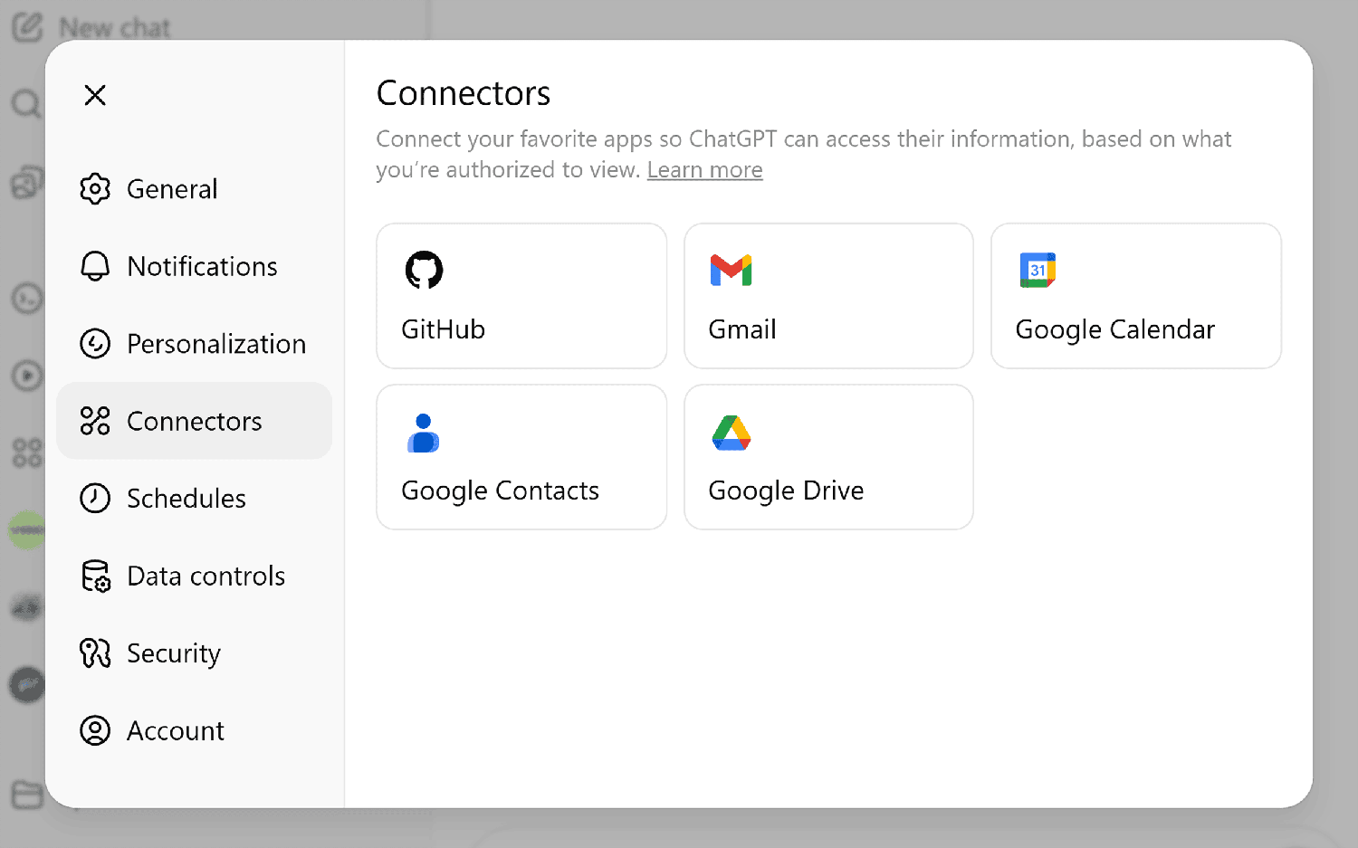 Chatgpt Settings Connectors
