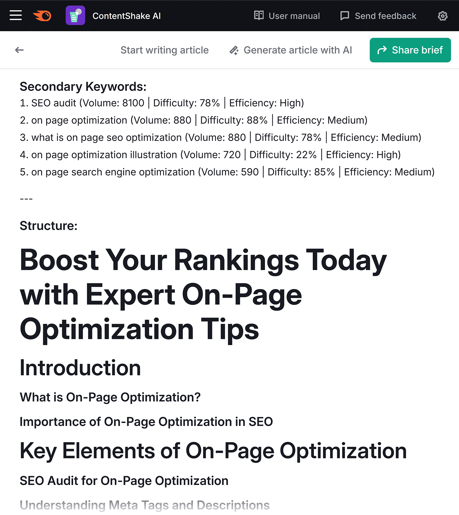 ContentShake – SEO content briefs Contentshake Seo Content Briefs