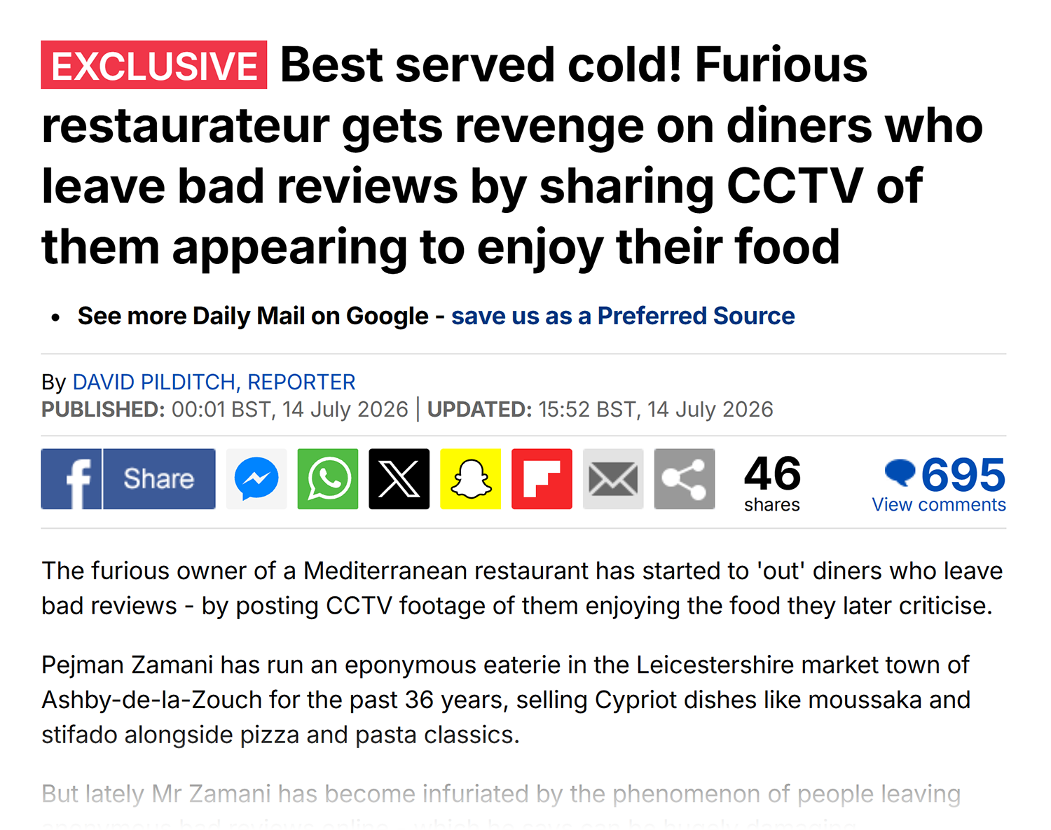 Dailymail Revenge On Diners