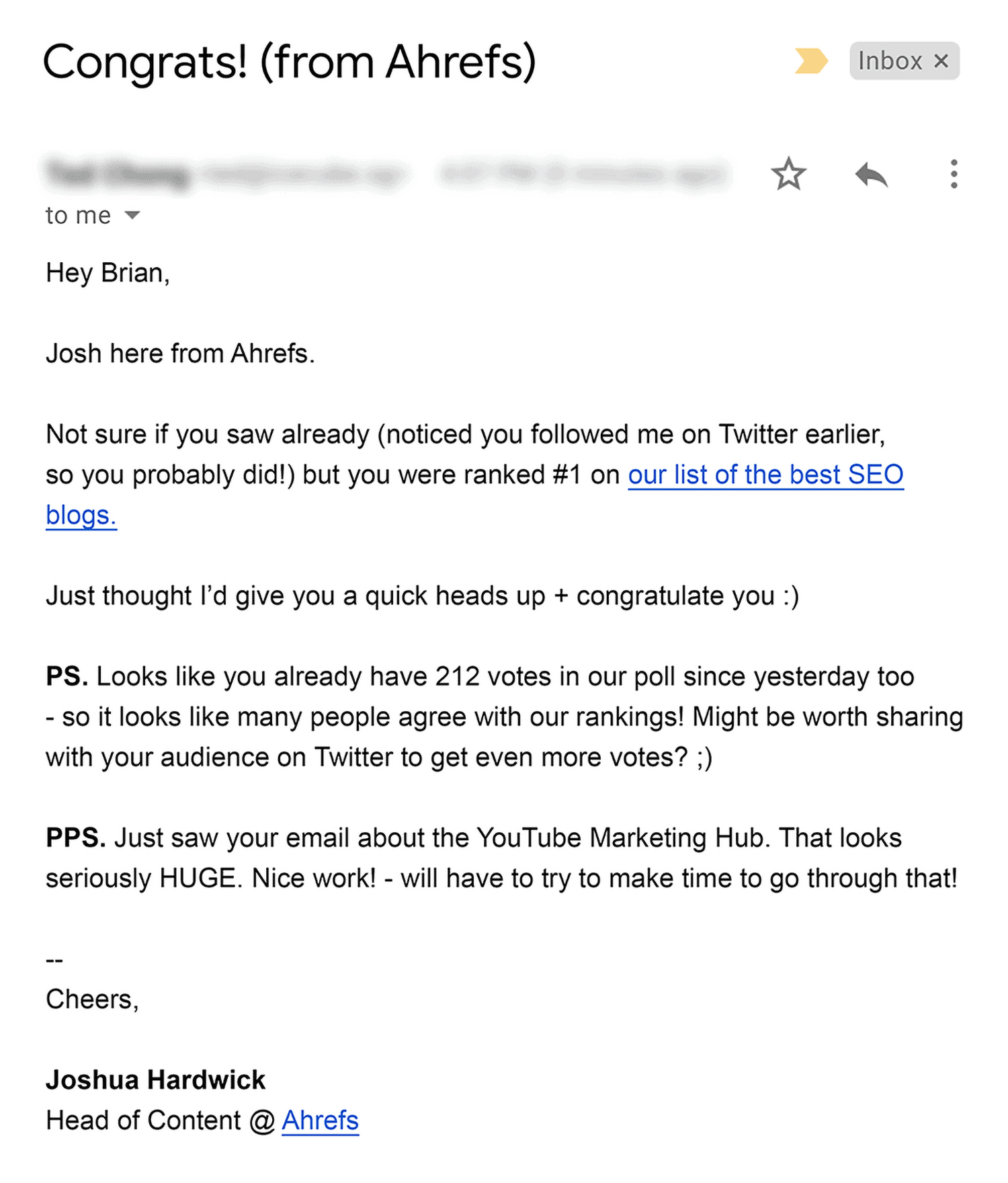 Email from Josh to Brian Email From Josh To Brian 1