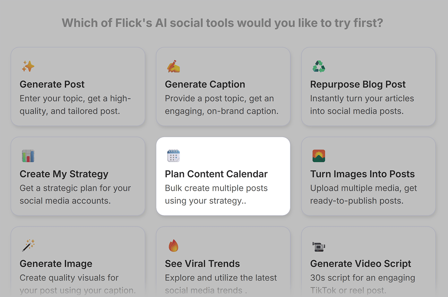 Flick Plan Content Calendar