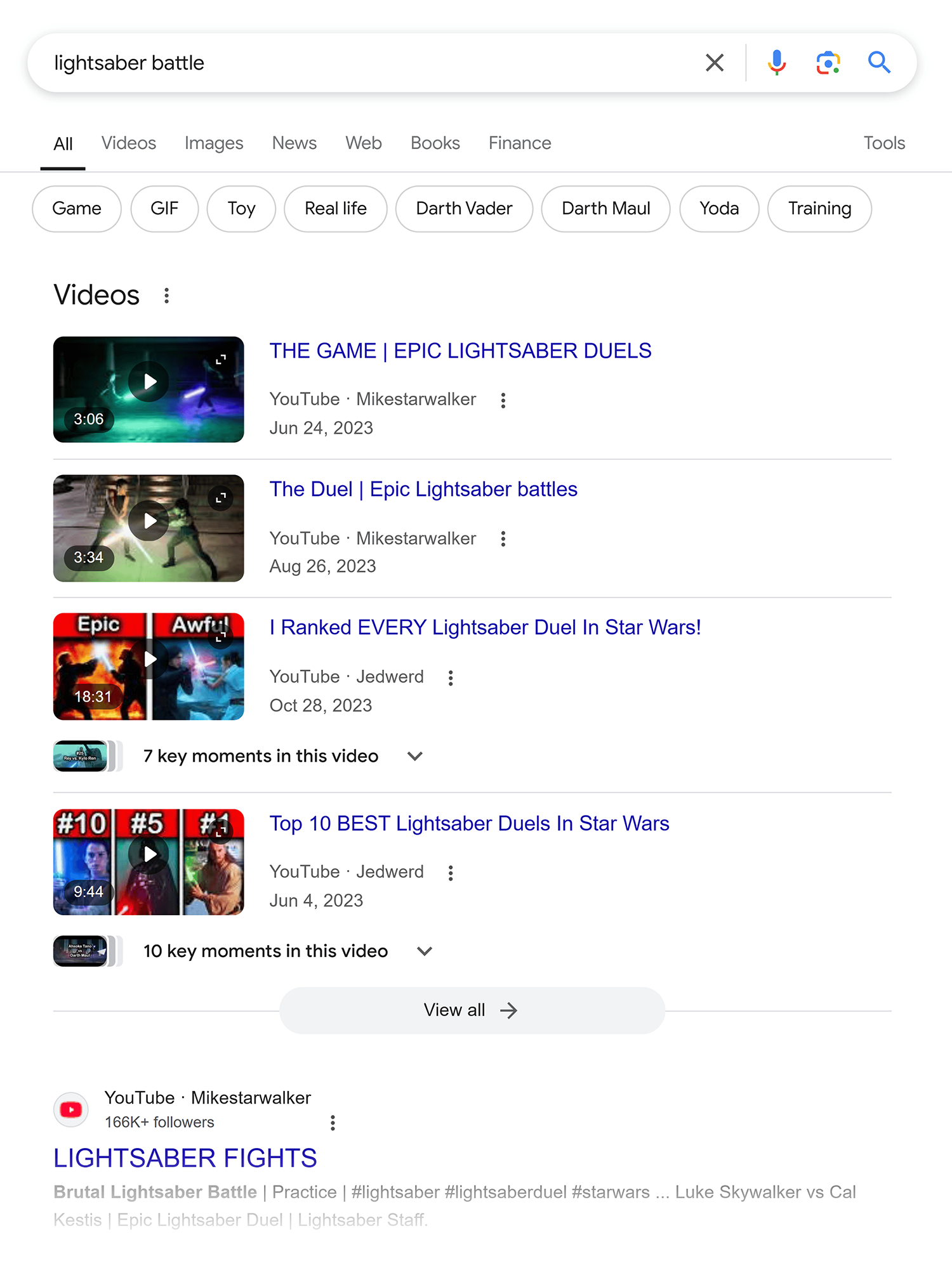 Google Serp Lightsaber Battle