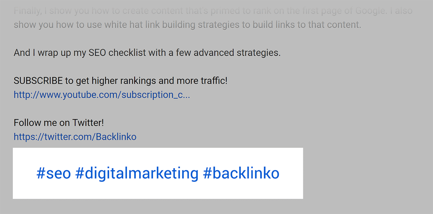 Hashtag links inside video description Hashtag Links Inside Video Description